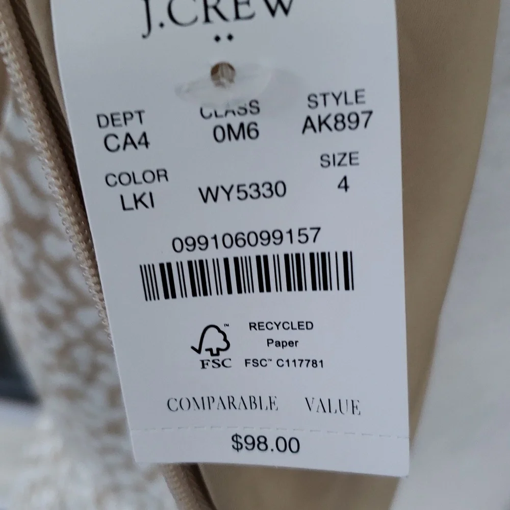 J. CREW Elegant Cream Leopard Sheath ‎ Print Dress